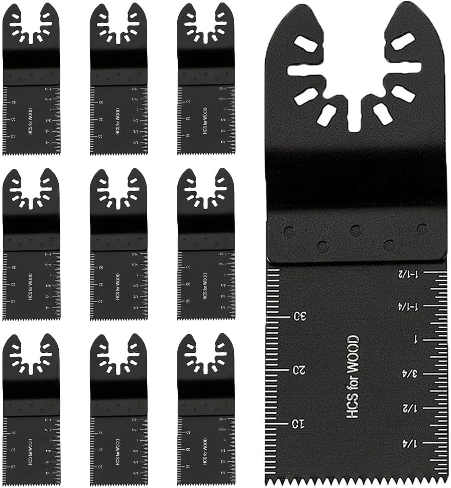 10Pcs Oscillating Tool Blades Professional Universal Oscillating Saw Blades Wood Multitool for Metal Plastic Cut Blades Fit Cable Black