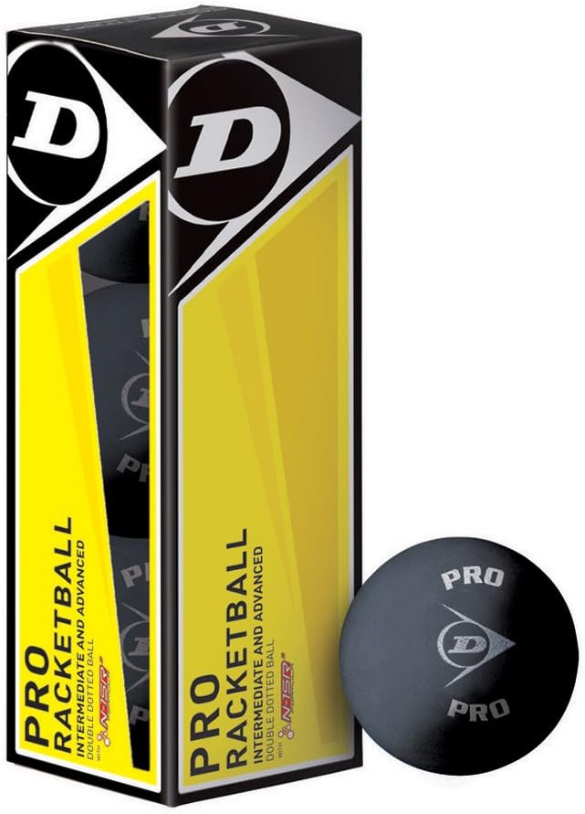 Dunlop Pro Racquetballs/Squash 57 Balls (3 Balls), Black