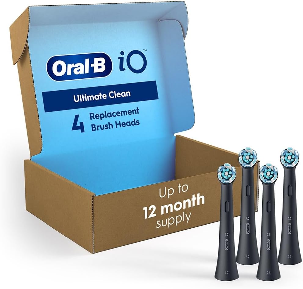 Oral-B iO Series Ultimate Clean Electric Toothbrush Replacement Brush Heads for an Oral-B Electric Toothbrush, 4 count, Black