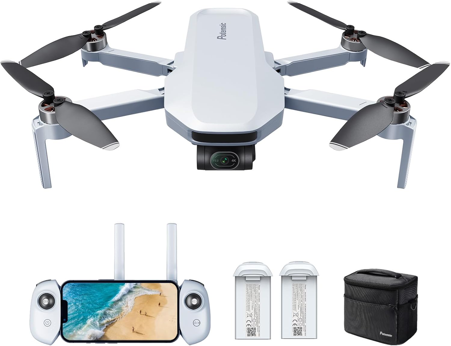 Potensic ATOM GPS Drone with 4K Camera, 3-Axis Gimbal Stabilization, Under 249g, 64 Mins Flight Time, 6km Transmission, Visual Tracking/QuickShots/Auto Return, Camera Drone for Adult Beginner, C0