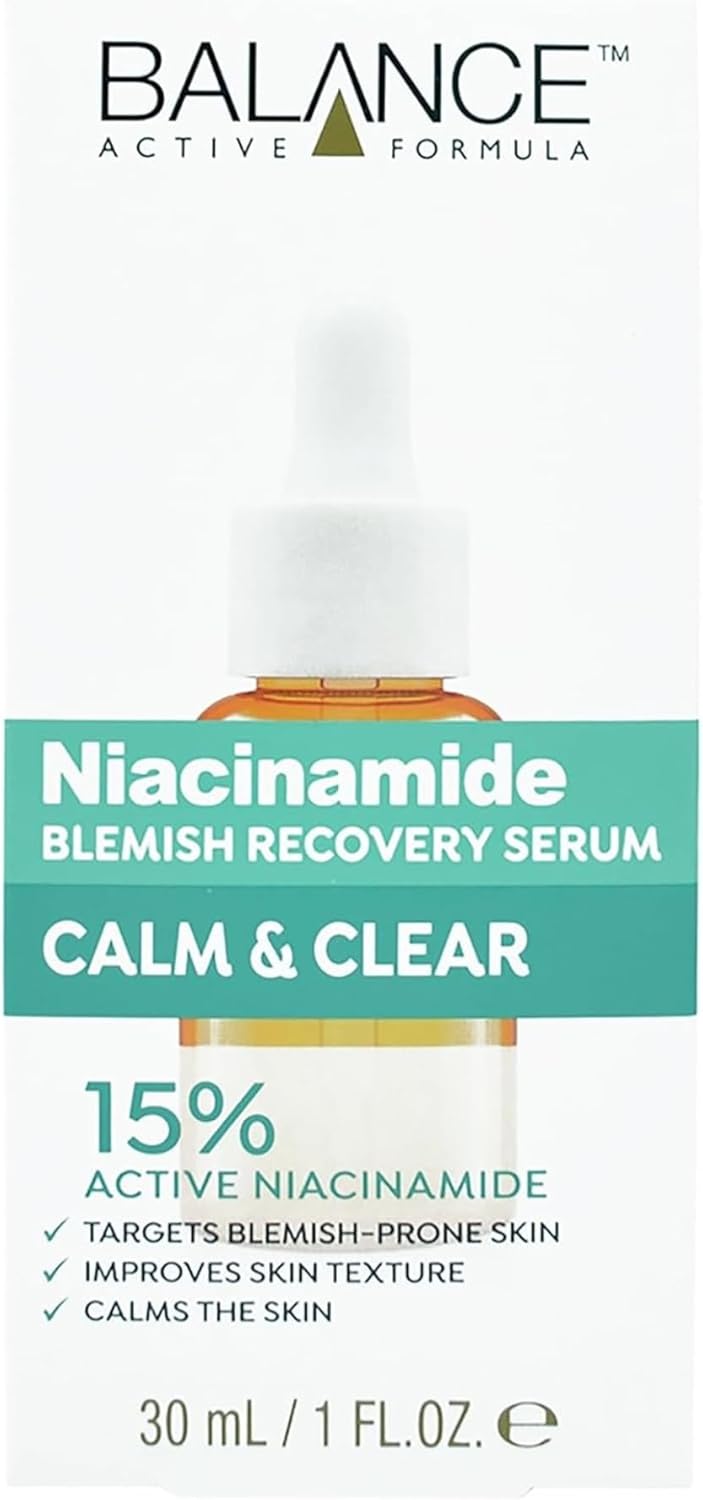 Balance Active Formula Niacinamide Blemish Recovery Serum - 15% Niacinamide for Clear Skin, Blemish Reduction, Lightweight & Non-Sticky, Refines Texture - 30ml