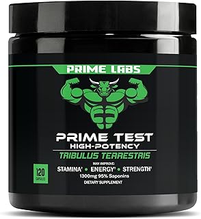 Prime Labs Tribulus Terrestris for Men - Men's Supplement with 95% Saponins - Energy & Vitality Booster - with 1,300 mg Tribulus Terrestris Extract - 120 Capsules