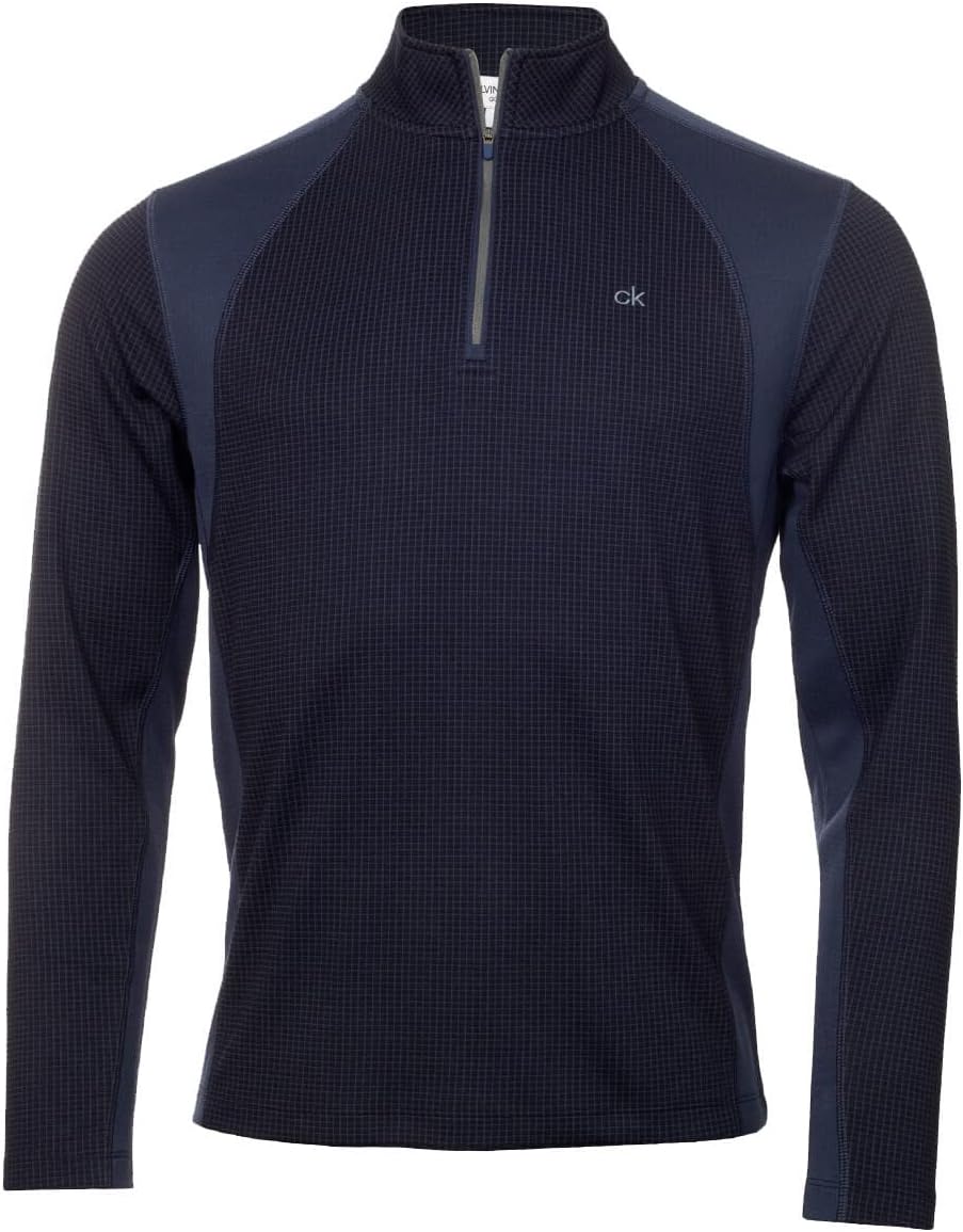 Calvin Klein Mens 2025 Micro Grid CK 1/2 Zip Mid Layer Baselayer