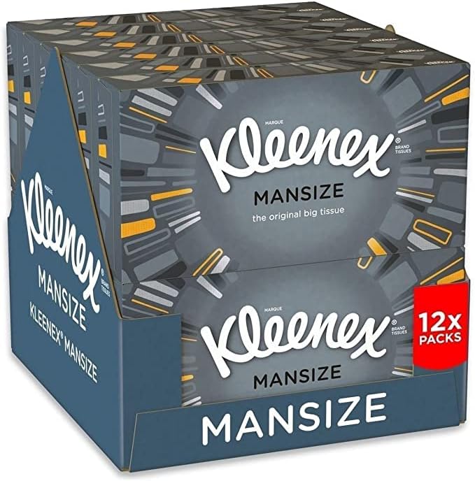 Kleenex Extra Large Single White Handkerchief Tissues Paper 90 x 2 ply Pack Extra Large Box (12)