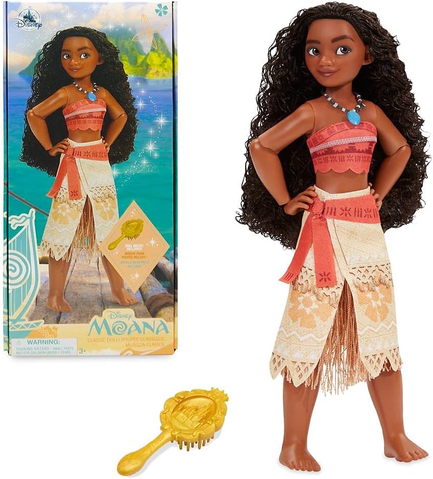 Disney Store Girl's Disney Princess Classic Doll (Moana), 11 Inches, Includes Brush with Molded Details, Fully Posable Toy in Classic Outfit