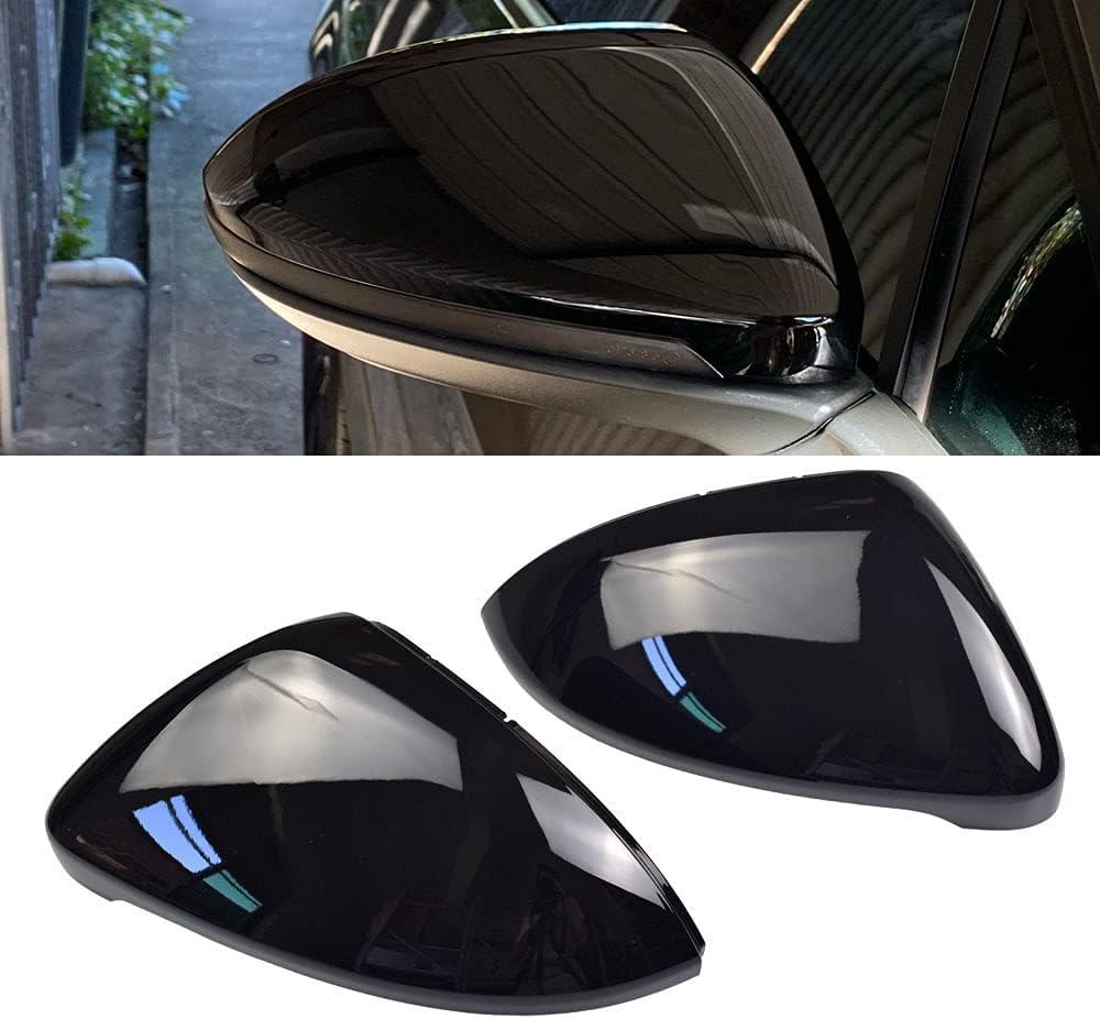 1 Pair Black Rearview Mirror Cover Left Right Side Mirror Covers Caps for VW Golf MK7 7.5 GTI 7 Golf 7 R (Black)