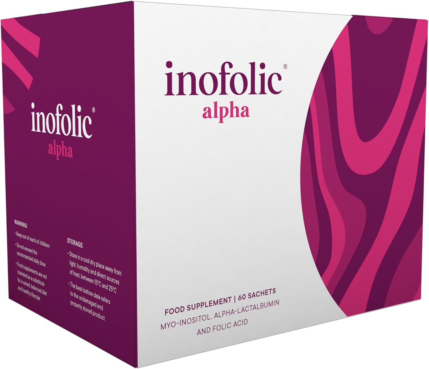 Inofolic Alpha – 4000mg Myo-Inositol PCOS Supplement for Women – Hormonal Balance, Fertility & Ovulation Support – 100mg Alpha-Lactalbumin, 400ug Folic Acid – 60 Sachets - 1 Month Supply
