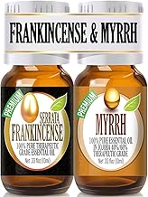 Healing Solutions Frankincense and Myrrh Organic Essential Oils - Therapeutic Grade 2/10ml Combo Pack - Frankincense Essential Oil