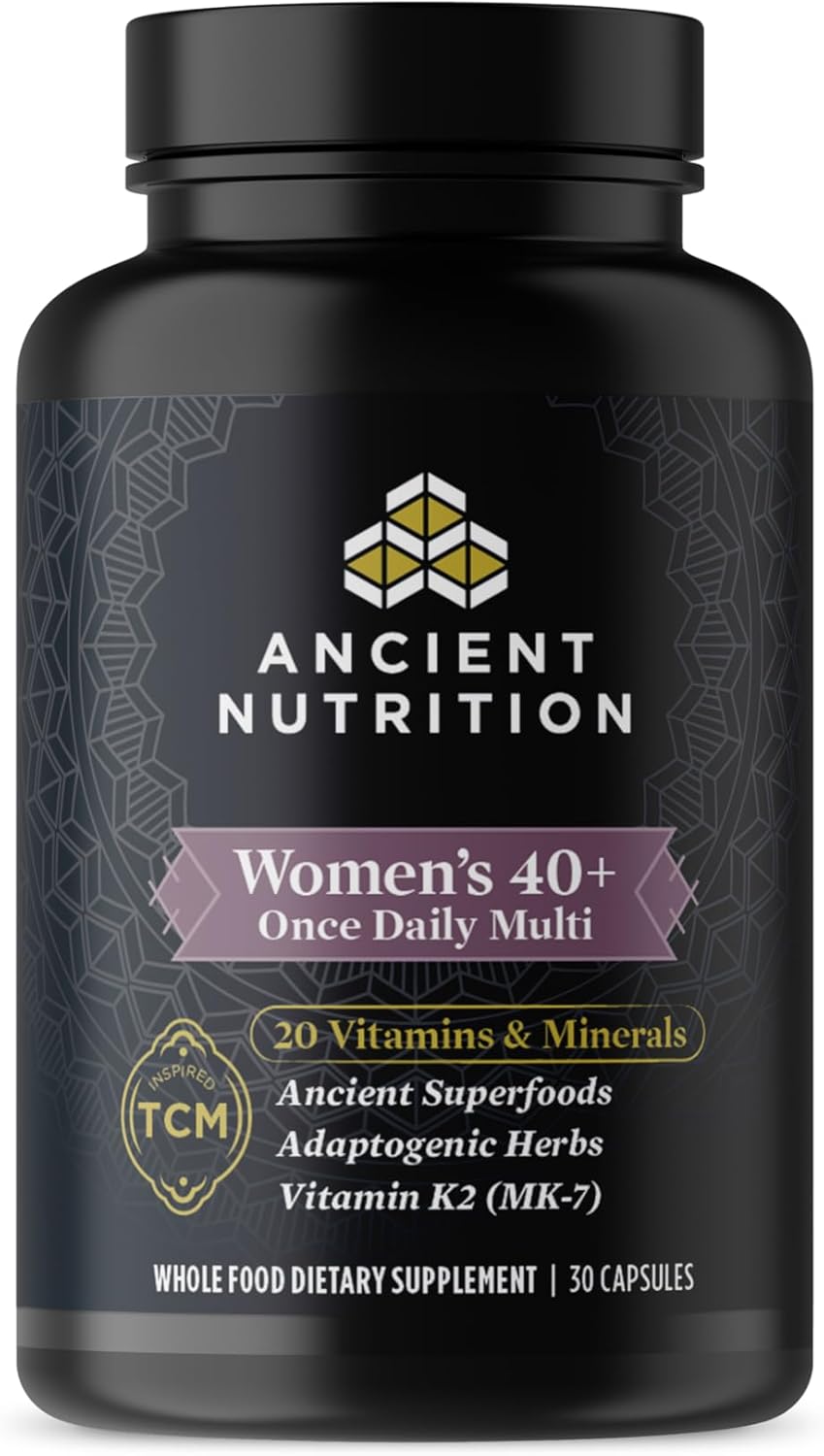 Ancient Nutrition Multivitamin for Women, Ancient Multi Women's 40+ Once Daily Vitamin Supplement, Vitamin B, Vitamin C and Vitamin K2, Folate and Iron Supplement, Supports Bone Health, 30ct