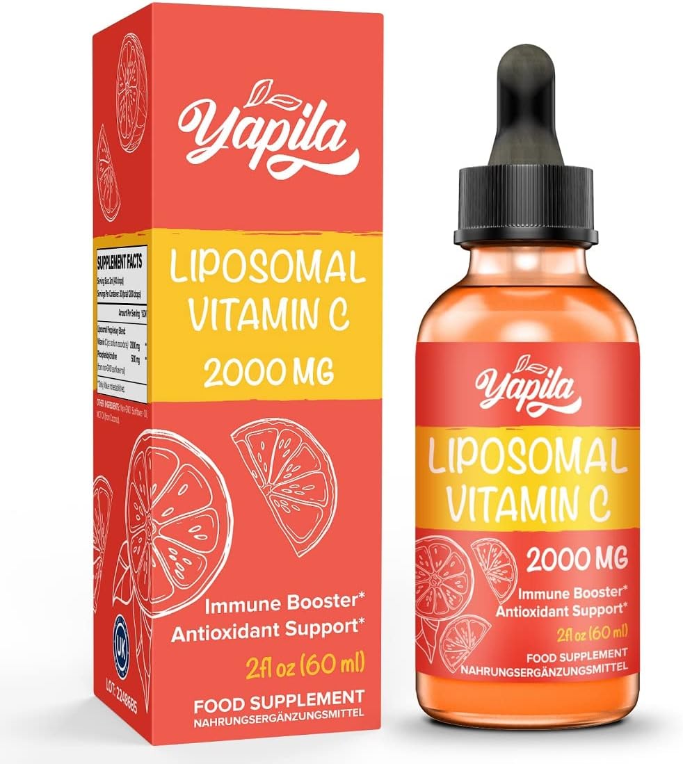 Liposomal Vitamin C 2000 mg Liquid Supplement, Maximum Absorption, High Strength Vegan VIT C, Ascorbic Acid, Non-GMO, Gluten Free, Soy-Free