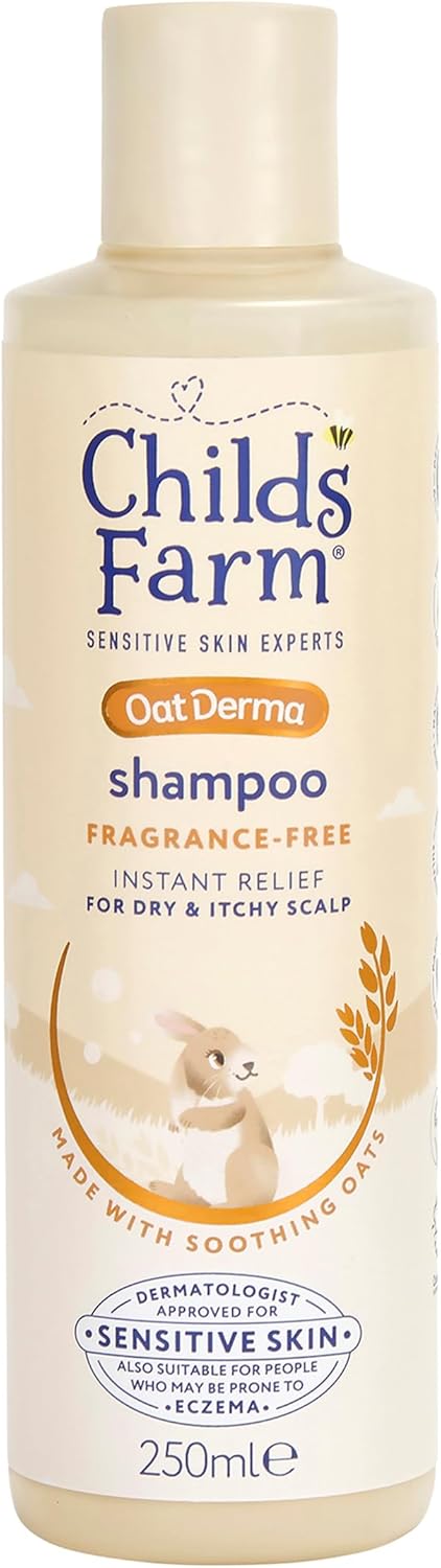 Childs Farm OatDerma Hair Shampoo, Fragrance and Tear Free, Soothing for Sensitive Skin and Scalp, Baby, Kids, 250ml