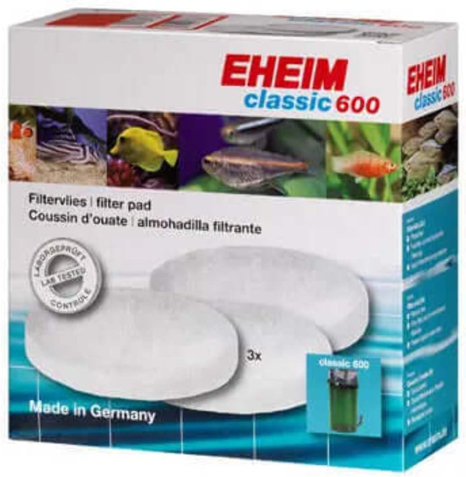 EHEIM Filter Pad (White) for Classic External Filter 600 (3 Pieces) , 3.00 x 7.00 x 7.00 inches