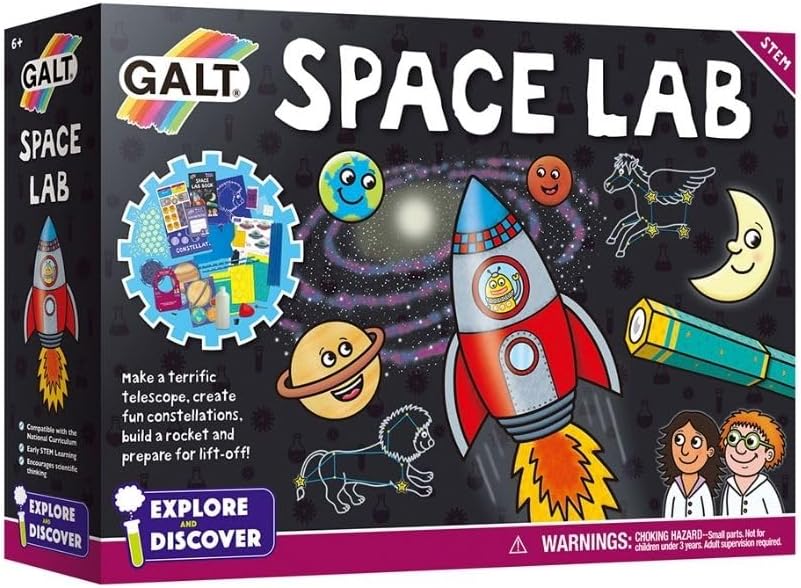 Galt Space Lab -Explore and Discover STEM Craft Kits for Kids, 12 Fun Experiments and Guide - Create Constellations, Launch a Rocket and More - Girls and Boys Childrens Science Set - Ages 6 Years Plus