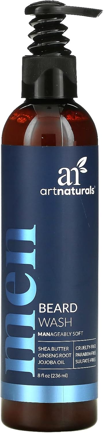 ArtNaturals Natural Beard Shampoo Wash - (8 Fl Oz/236ml) - Infused with Aloe Vera, Tea Tree and Jojoba Oil - Sulfate Free
