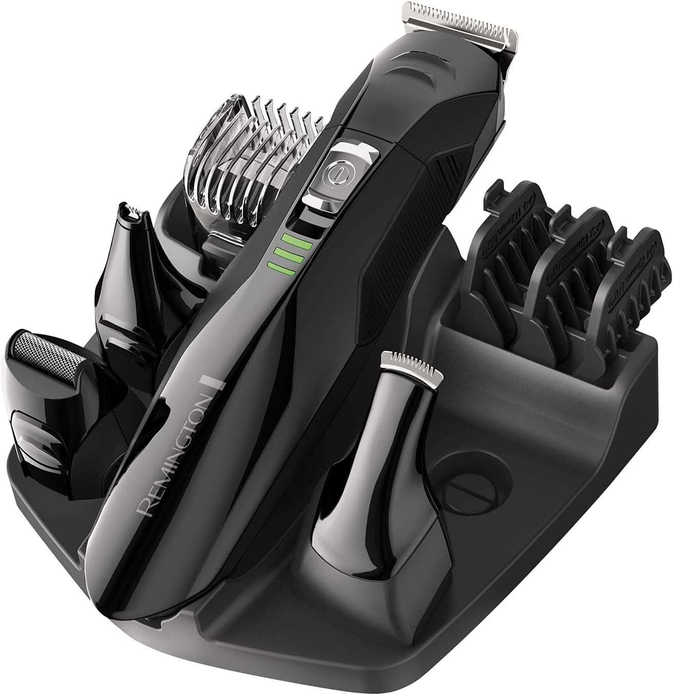 Remington All-in-One Grooming Kit Beard Trimmer (4 Attachments, Beard & Hair Comb, Nose & Ear, Detail Trimmer, Mini Foil Shaver, 3 Combs, Stainless Steel Blades, 40-Minute Run Time, Cordless) PG6020