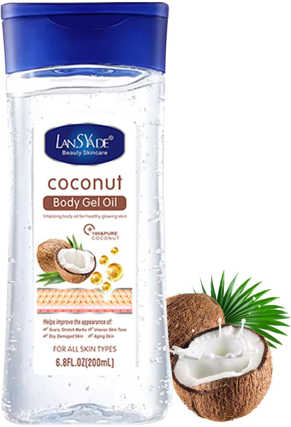 Coconut Body Oil for Women - Essential Oil for Body & Face - Natural Massage Body Oil for Dry Skin - Hydrating Body Oil - Easy Absorb Skin Oil for Skin, Face, Hair, Scalp, Nails, Scars (200ml)