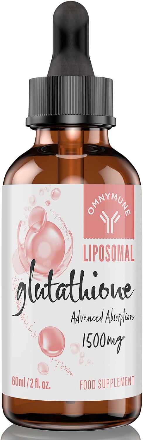 Liposomal Glutathione 1500mg, Oral Glutathione Liquid, Glutathione Supplement with Vitamin C & Hyaluronic Acid, Superior Absorption, 60 ml