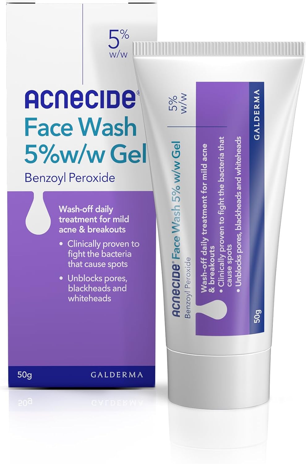 Acnecide Face Wash Gel 5% Benzoyl Peroxide Acne Treatment for Spot-Prone Skin 50g
