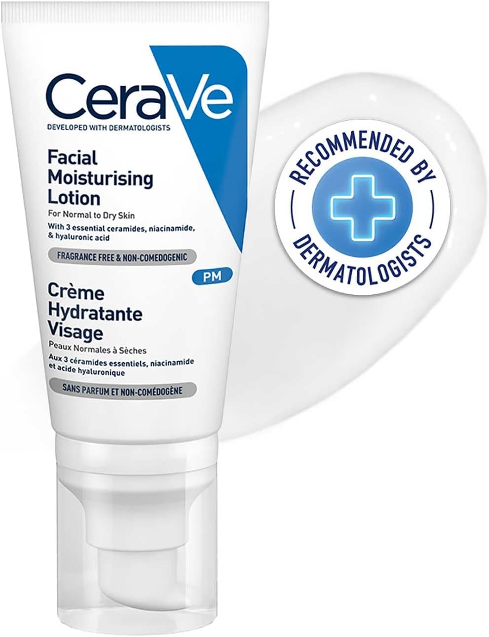 CeraVe PM Facial Moisturising Lotion with Hyaluronic Acid and 3 Essential Ceramides for Normal to Dry Skin 52ml