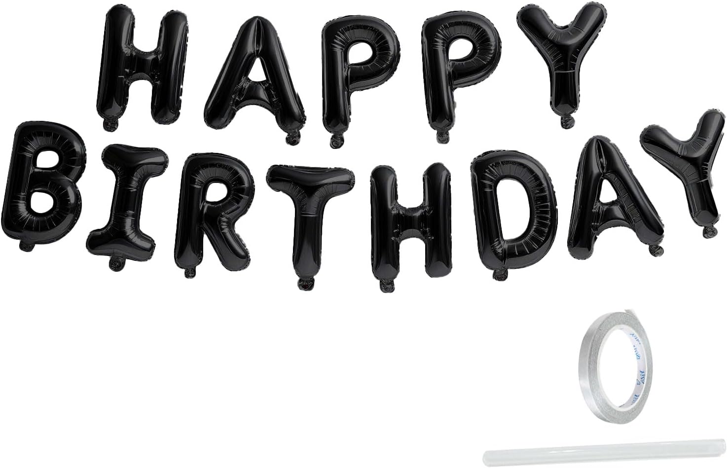Happy Birthday Banner Black Balloons for Happy Birthday Decorations 13pcs Mylar Foil Letters Birthday Sign Banner Party Decorations for Men, Women, Boys and Girls