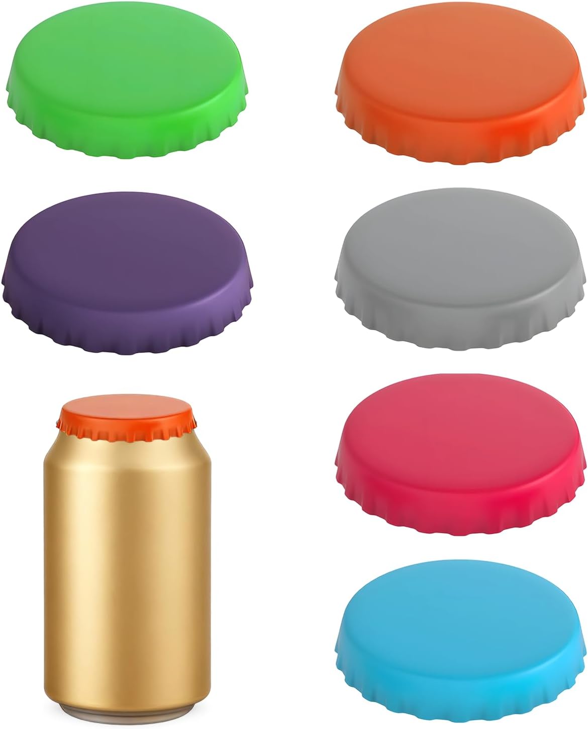 Soda Can Lids – 6 Pack Reusable Silicone Can Covers, Pop Can Lids Fits Standard Cans, Soda Can Saver, Can Toppers for Soda, Beer, Beverage (Assorted, BPA-Free)