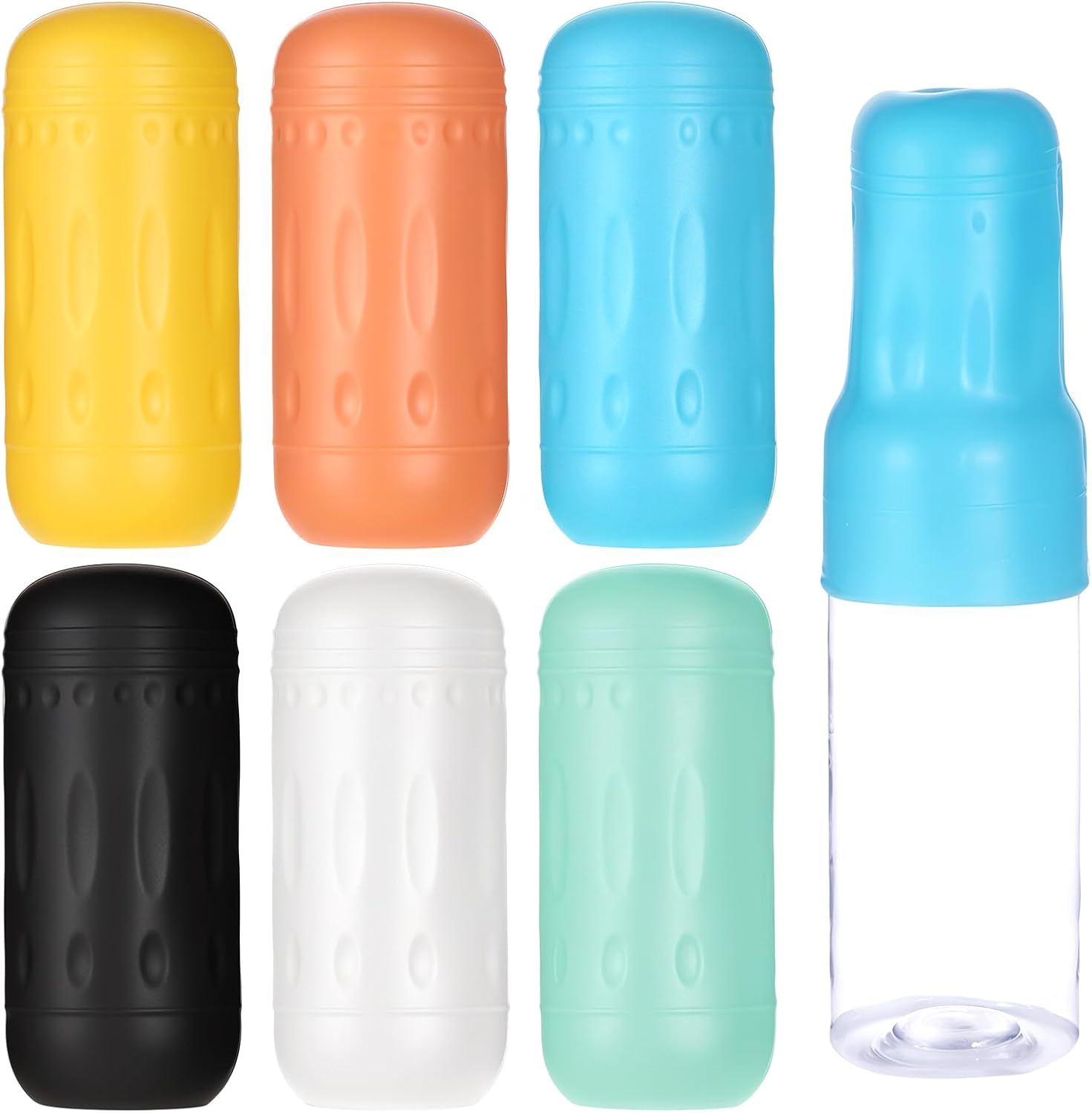 6Pack Silicone Bottle Covers, Travel Size Container Silicone Toiletry Sleeves, Beach Vacation Essentials for Women Men, Elastic Sleeves for Leak Proofing, Cruise Ship Airplane Luggage Essentials