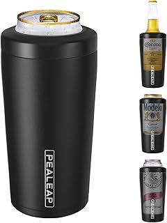 4 in 1 Insulated Slim Can Cooler for 12 OZ Cans and Beer Bottle - Keep 8 Hours Cold, Easy to Hold - Stainless Steel Can Holder, Double Walled Can Insulator for Hard Seltzer and More