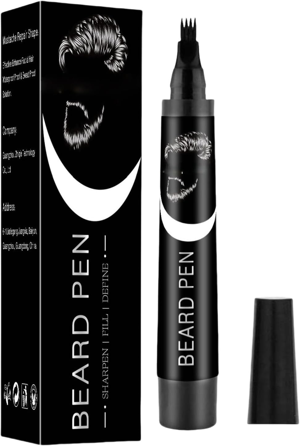 Beard Pencil Filler for Men,Beard Pencil Filler with Fork Tip,Natural Enhancer to Fill,Shape and Define,Easy Beard Pen Liner,Mustache Shaping and Enhancing,Waterproof & Long Lasting,Sharpen Hair,Black