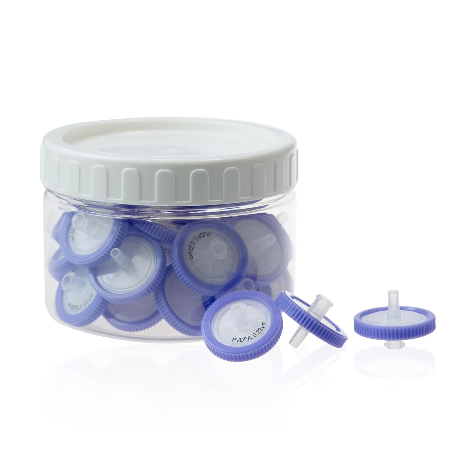 30Pcs Syringe Filter PVDF Hydrophilic Membrane 25mm Diameter 0.22 μm Pore Size, HPLC and GC Needle Filter, Lab Filtration for Biomed Scientific