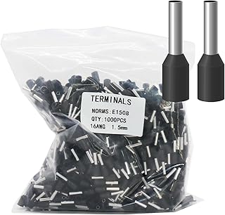 Fidioto 1000pcs AWG16 Wire Ferrules Terminals, AWG16 Terminal Connector Wire Insulated Cord Pin Ends Terminals for Electric, Industrial, Chemical Industry, Power Control System, etc.