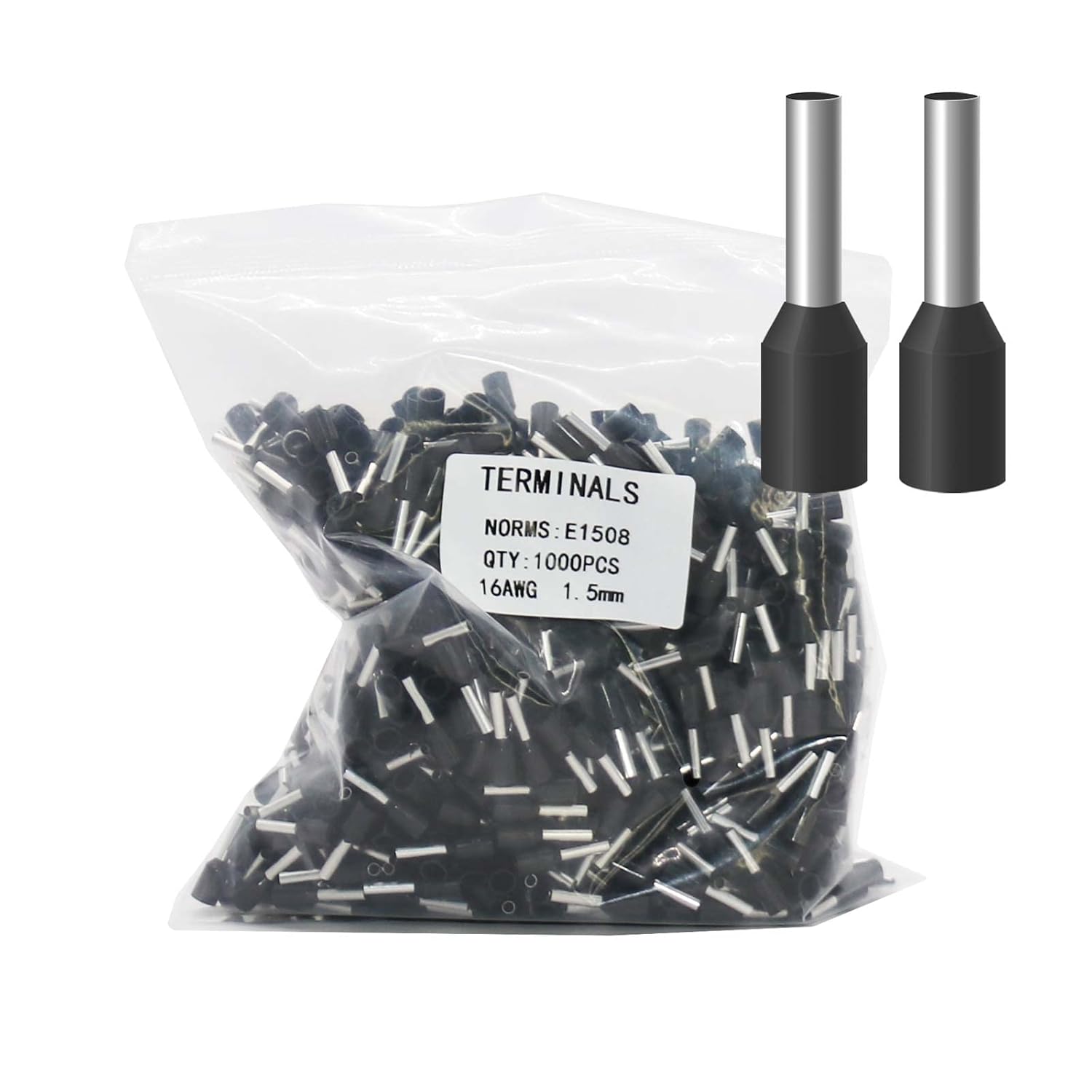 Fidioto 1000pcs AWG16 Wire Ferrules Terminals, AWG16 Terminal Connector Wire Insulated Cord Pin Ends Terminals for Electric, Industrial, Chemical Industry, Power Control System, etc.