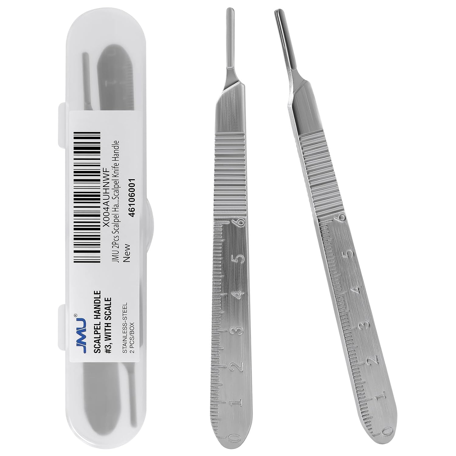 JMU 2 Pcs Scalpel Handle No 3, Stainless Steel Dermaplane Handle for Blades No. 10 10R 11 12 13 14 15 15A and 15C