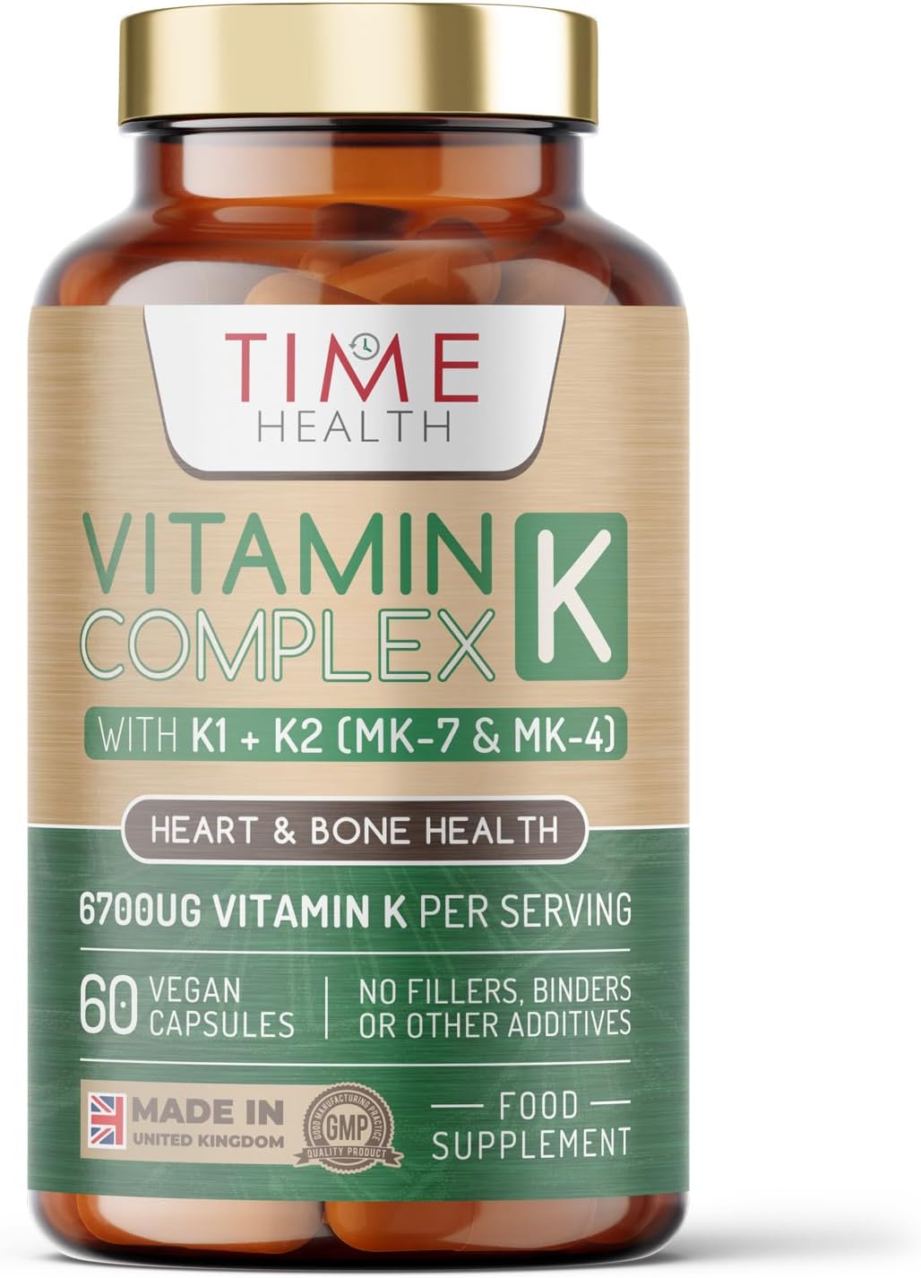 Vitamin K Complex | High Strength 6700ug Per Serving | 60 Capsules | Triple Mix K1 + K2 (MK-7 + MK-4) | Heart & Bone Support | Additive Free | UK Made to GMP Standards | Vegan (60 Count (Pack of 1))