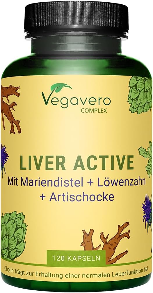 Vegavero Liver Support Supplements | with Artichoke, Chicory & Choline | Natural Cleanse Detox and Repair | NO Additives | 120 Vegan Capsules