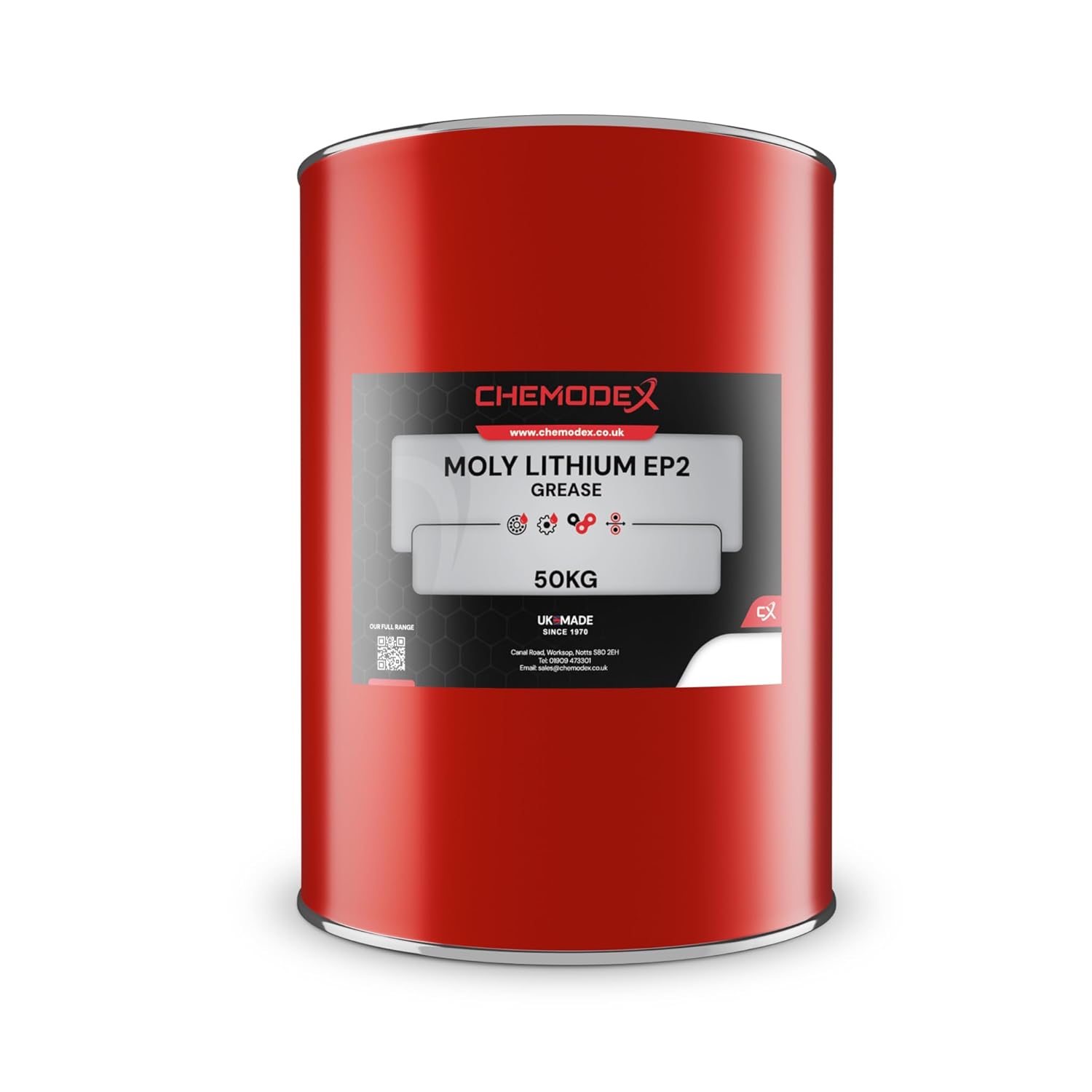 Chemodex Moly Lithium EP2 Grease - 50Kg - High-Performance Moly Lithium Grease - Extreme Pressure, Water Resistant, Corrosion Protection, Industrial Grade