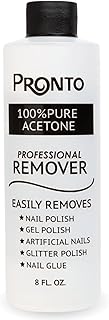 Pronto 100% Pure Acetone - Quick, Professional Nail Polish Remover - For Natural, Gel, Acrylic, Sculptured Nails (8 FL. OZ.)