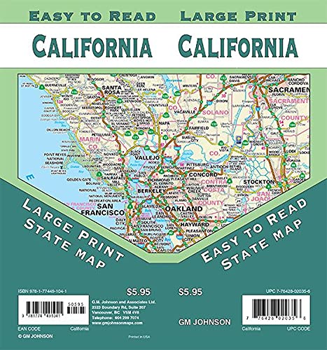 California Large Print State Map