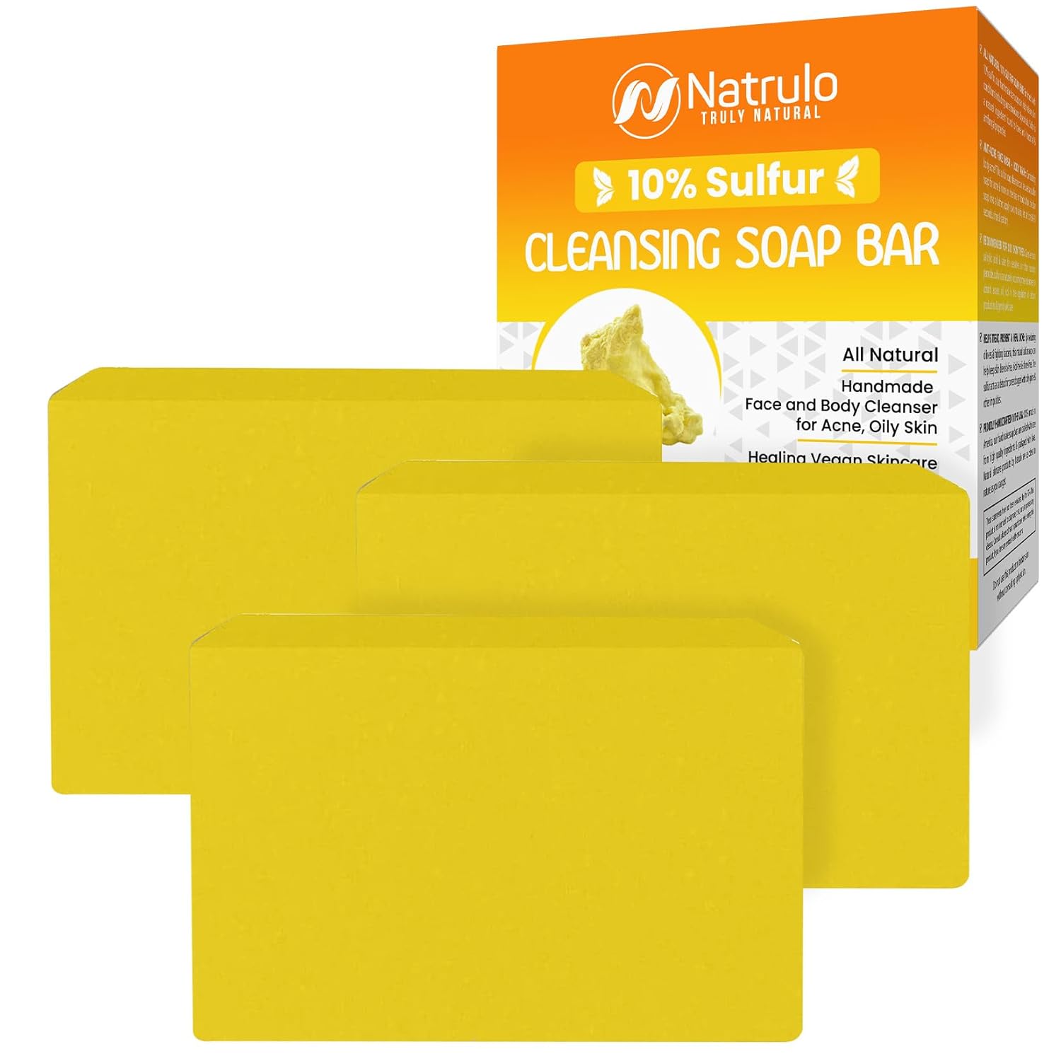 10% Sulfur Soap Cleansing Bar for Face & Body – All Natural Sulfur Facial Cleanser for Acne, Oily Skin – Skincare Blend of Lemongrass, Tea Tree Essential Oil, Vitamin E, Coconut Milk – Sulfur Soap Bar