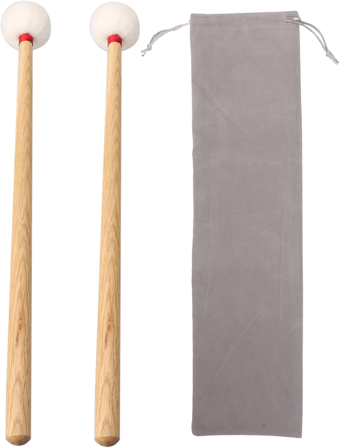 Homeswitch 37.5cm Length Timpani Mallet Stick Middle-hard Felt Head Wood Wooden Instrument Part Pack of 2