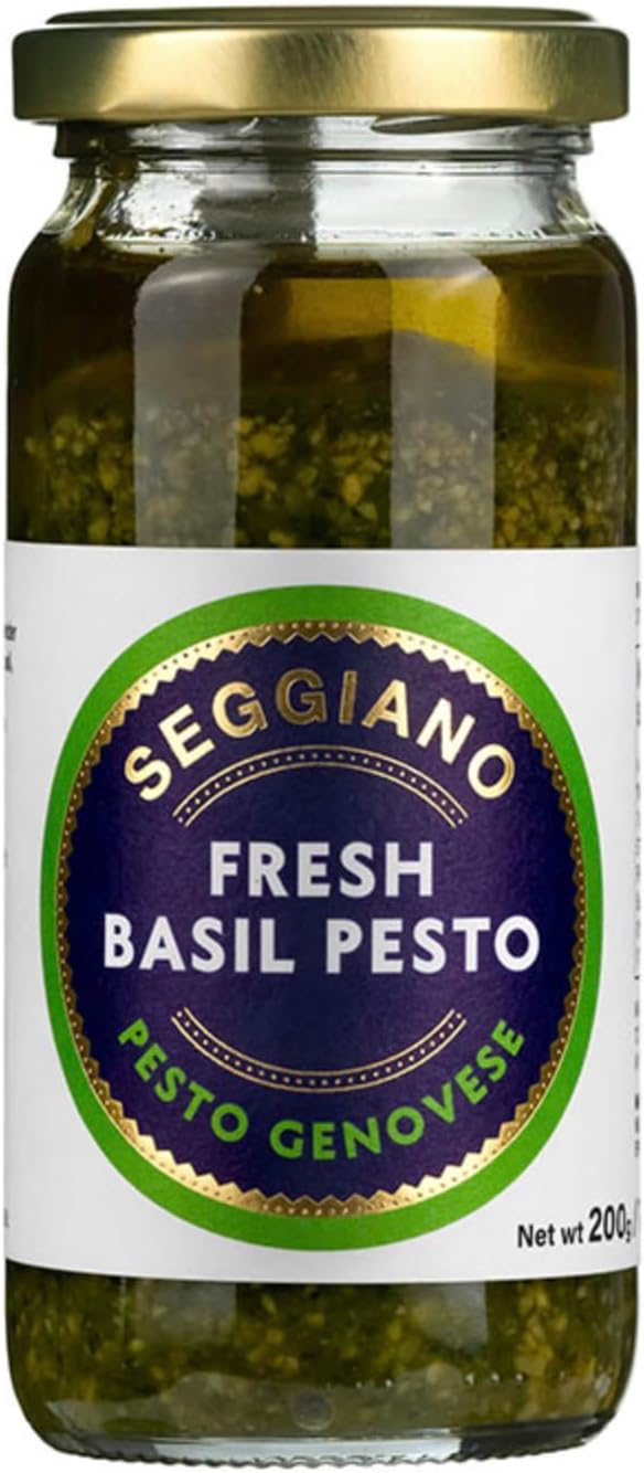 Seggiano Raw Basil Pesto 200g - Vegan, GMO Free, Gluten Free, Wheat Free, Raw, Vegetarian, and Suitable for Coeliacs - Product of Sicily & Great with Pasta