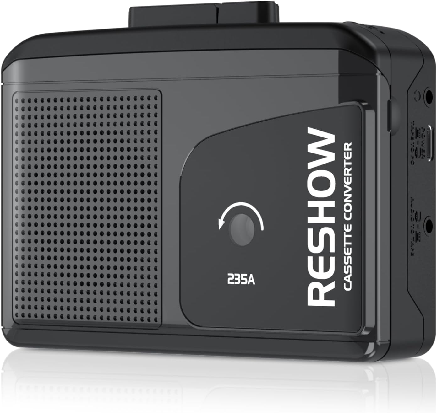 Reshow Portable Cassette Player Tape Recorder Full Stereo Sound, Cassette to MP3 Digital Converter, Cassette Tape Player with Microphone & Built-in Speaker Reverse Recording to Tape (Black)