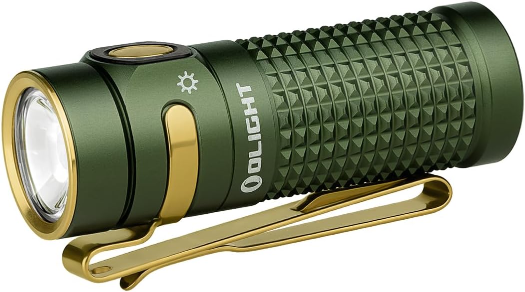 OLIGHT Baton4 Rechargeable EDC Flashlight, LED Pocket Flashlight 1300 Lumens with Magnetic Charging Cable, Small Powerful Bright Flashlight IPX8 Waterproof for Home, Camping and Emergencies (OD Green)