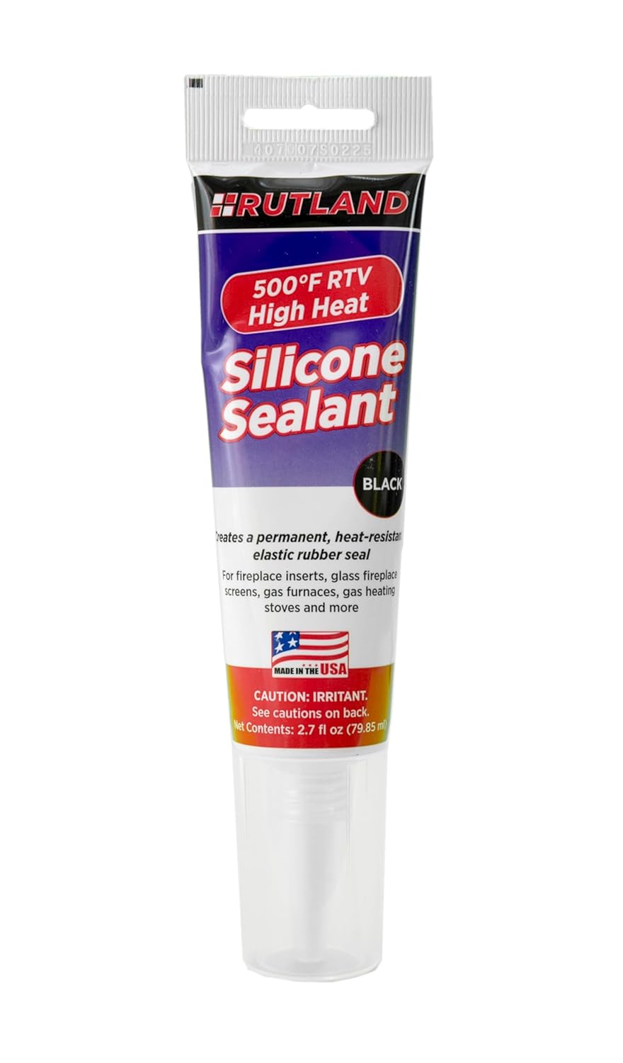 Rutland 500°F RTV High Heat Silicone Sealant Black, USA-Made High Temperature Gasket Maker Adhesive - UV Stable, Oil Resistant & Non-Corrosive