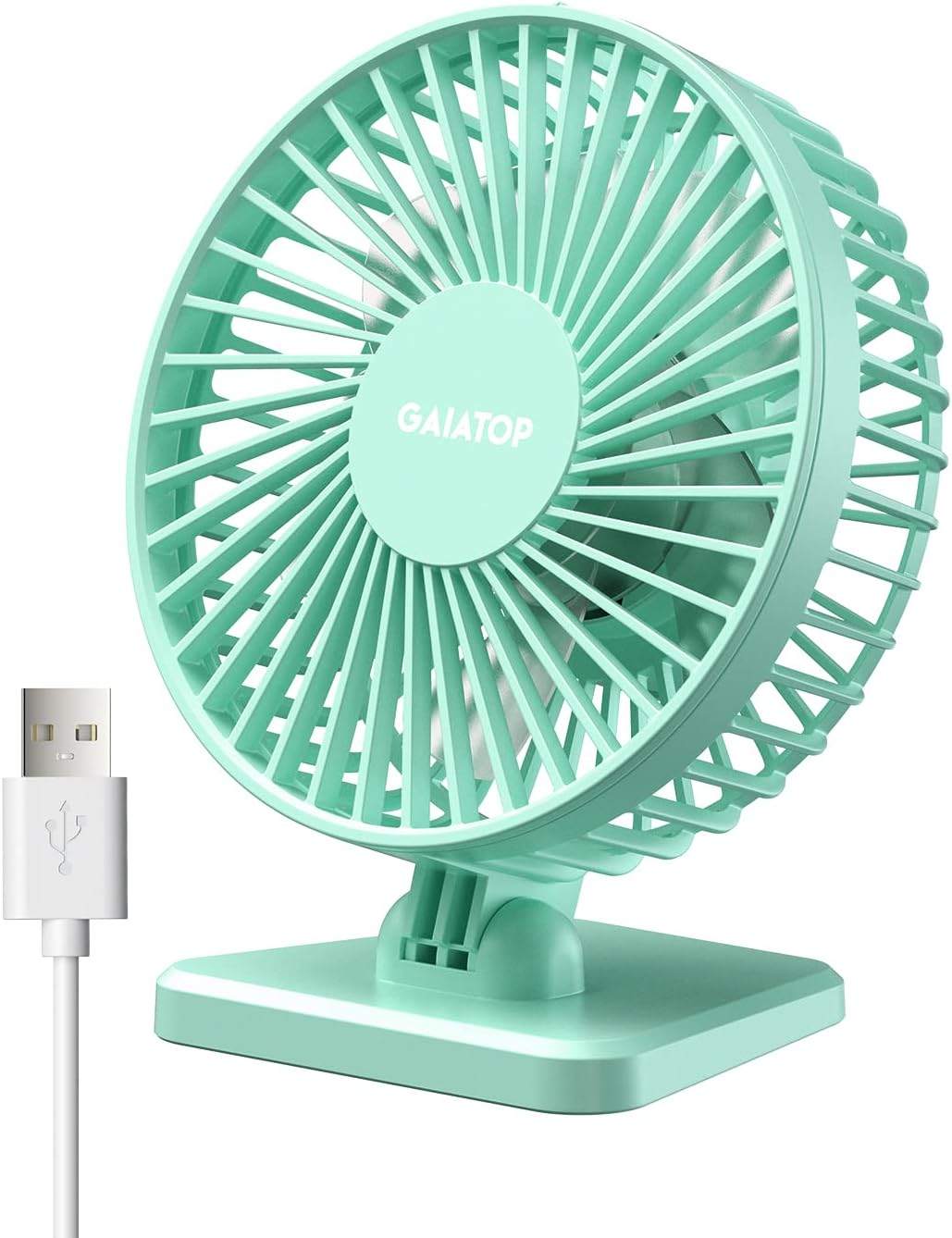 Gaiatop USB Desk Fan, Small But Powerful, Personal Portable Quiet 3 Speeds, Adjustable Mini Table Desktop fan for Cooling Home Office Car Summer Travel Gifts Green