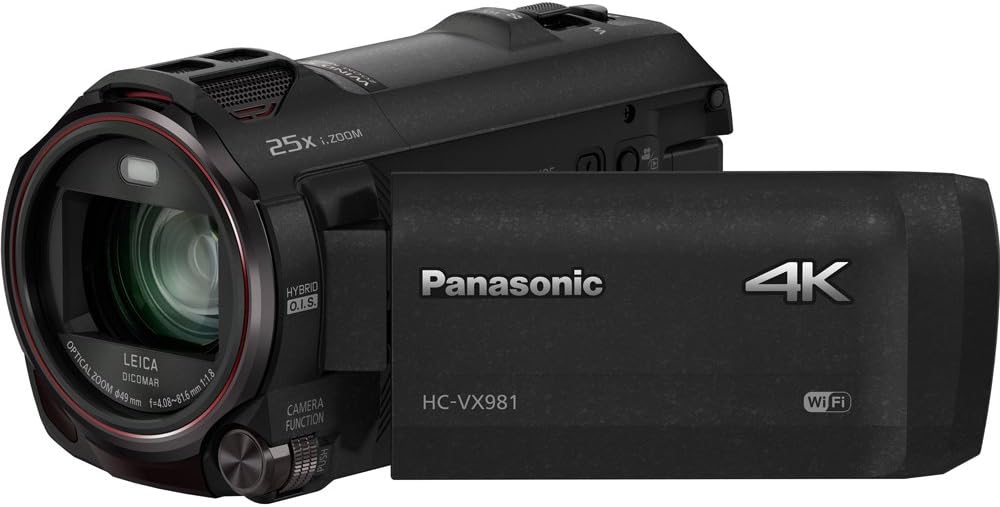 Panasonic 4K Ultra HD Video Camera Camcorder HC-VX981K, 20X Optical Zoom, 1/2.3-Inch BSI Sensor, HDR Capture, Wi-Fi Smartphone Multi Scene Video Capture (Black)