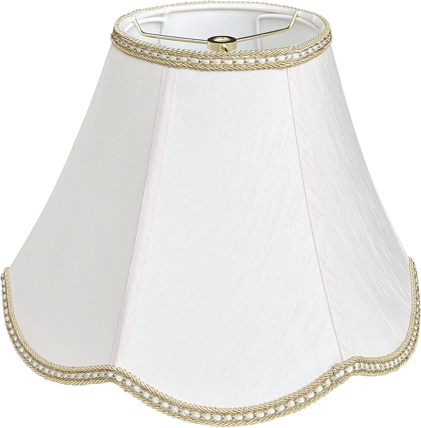 Small bell shaped lampshade,TOOTOO STAR 6" x 13" x 9.25" scalloped spider shade, handmade beige DIY table lamp shade