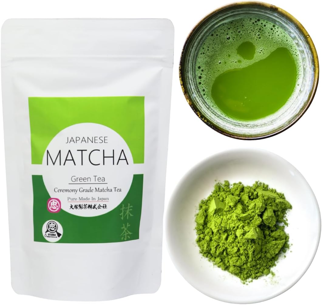 Otsuka Green Tea Co - Ceremonial Matcha Powder - 100％ Authentic Japanese Origin, First Harvest Ceremonial Grade Matcha Powder - Made in Shizuoka Prefecture Kakegawa City Japan (Large - 100g)
