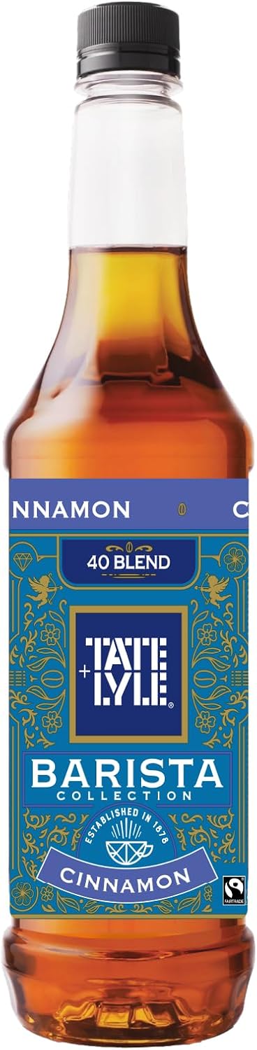 Tate & Lyle - Cinnamon Syrup - Fairtrade Syrup Set Accessories, Vegan and Vegetarian Friendly - Cocktail Syrup, Coffee Syrup, Cold Drinks, Hot Drinks - Contains Cane Sugar Syrup - 1L