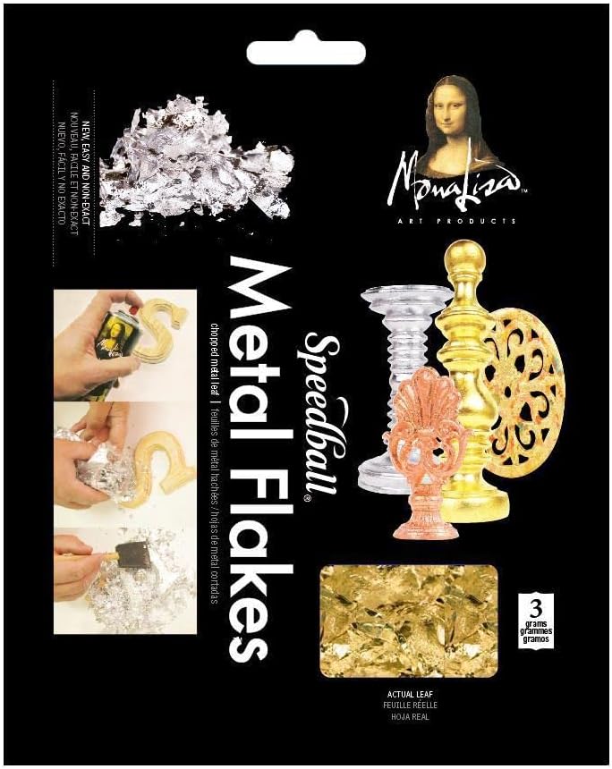 Speedball 10009 Mona Lisa Gold Flakes - Composition Metal Leafing Flakes - 3 Gram Pack