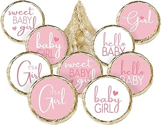 Pink It's a Girl Baby Shower Chocolate Kisses Party Favor Candy Stickers - Sweet Baby Girl - 180 Count